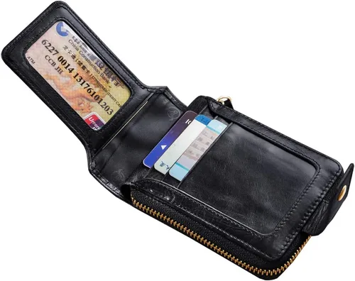 Vista 6 de Hebetag Cartera de cuero para hombre, organizador de muñeca