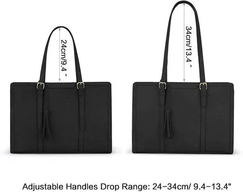 Vista 6 de ECOSUSI Bolsa para Laptop para Mujeres 15.6 Pulgadas Bolsas de Trabajo Tipo Tote Cuero PU Bolso de Computadora para Oficina de Negocios con 3