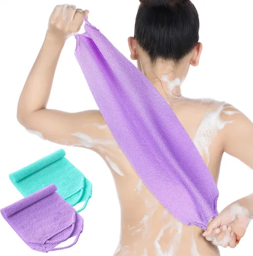 Vista 11 de Exfoliante de espalda para ducha, paño para la espalda, toalla de longitud extendida, de nailon, con correa elástica, paño de lavado para baño