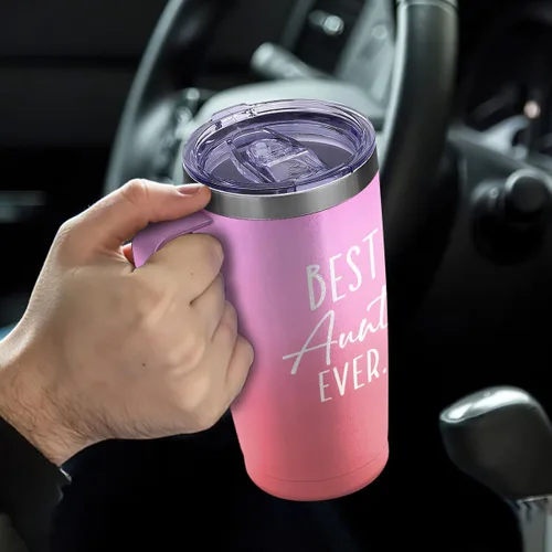 Vista 4 de SANDJEST Mejor Taza para Tía Taza de Tía con Asa 20oz Acero Inoxidable Taza de Café Aislada para Viaje Regalos para Tías de Sobrina Sobrino Regalo