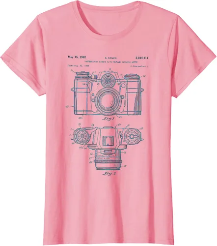Vista 8 de Fotografía amante regalo cámara vintage esquema camiseta Negro