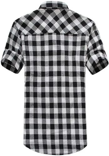 Vista 3 de Camisas de franela de manga corta para hombre, camisas casuales de diseño a cuadros con botones para el 4 de julio, camisas de hombre