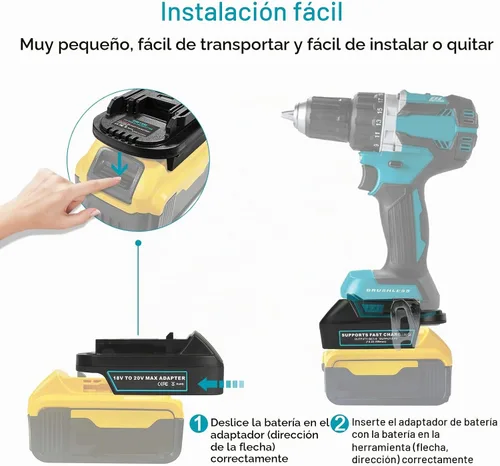 Vista 5 de Adaptador de batería DM18M compatible con baterías Dewalt de 20 V y Convertidor de batería con USB y enchufe de carga tipo C, convierte