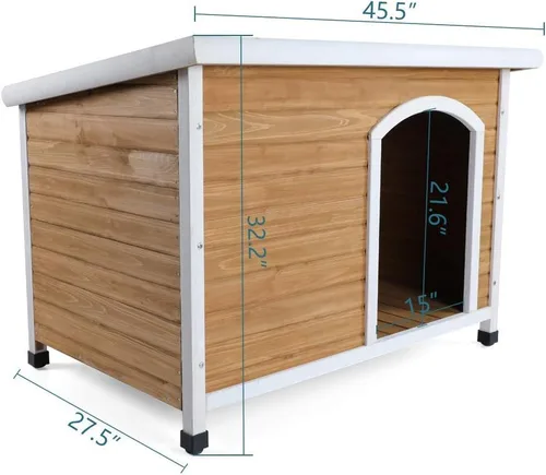 Vista 4 de Petsfit - casetas cuchas de madera para perros pequeños, medianos y perros grandes, resistente a la intemperie para perros, con patas elevadas.