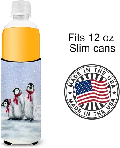 Vista 4 de Caroline's Treasures BDBA0419MUK Pingüinos por Daphne Baxter Ultra Hugger para latas delgadas, manga enfriadora, abrazador lavable a máquina, funda