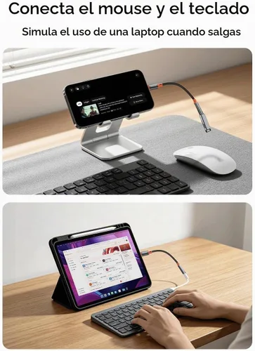 Vista 6 de mcdodo Adaptador 4 en 1 USB-C a Lightning OTG con función de carga/audio/OTG Tipo C hembra a Lightning Macho Adaptador de cable apto