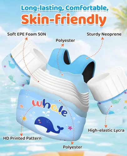 Vista 22 de HeySplash Swim Vest for Kids, Puddle Float Jumper with Safety Buckle