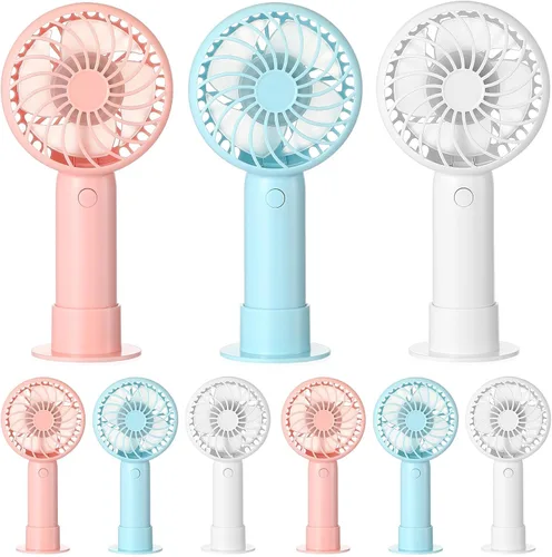 Vista 35 de Tujoe Mini ventilador de mano potente de 3 velocidades, ventilador personal pequeño portátil recargable con base USB para mujeres, maquillaje