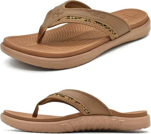 Vista 18 de KuaiLu - Sandalias deportivas para hombre con soporte de arco ortopédico estilo tanga con soporte para fascitis plantar para exteriores, de verano