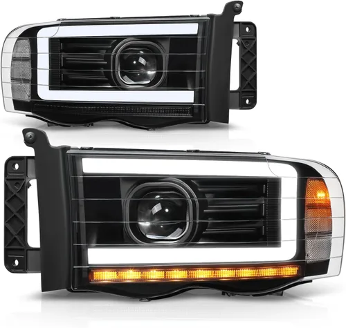 Vista 9 de Auto Dynasty Faros LED DRL Compatible con 2002 2003 2004 2005 Dodge Ram 1500 2500 3500, Señal de Giro Secuencial, Faros Proyectores Negros