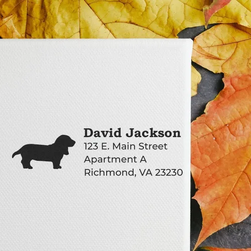Vista 45 de Airedale Terrier Address Stamp, Custom Airedale Terrier Hand Stamp for Dog Lovers, Duo Rubber Return Address for Pet Owners