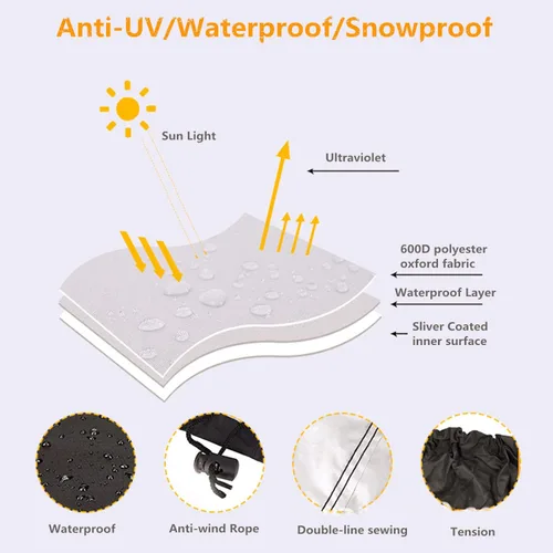 Vista 3 de Funda impermeable para cortacésped, resistente al agua, resistente al agua, para cortacésped, poliéster 600D, Oxford, cubierta protectora contra