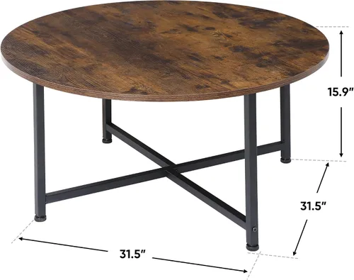 Vista 2 de ZenStyle Mesa de centro redonda, escritorio de cóctel de estilo industrial, mesa de té de ocio moderna, mesa de comedor de cocina para sala