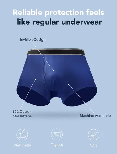 Vista 20 de Ropa interior lavable para incontinencia para hombre, calzoncillos bóxer de algodón, 3.4 fl oz de absorción, ropa interior a prueba de fugas