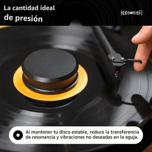 Vista 5 de Hudson Hi-Fi SmallBen - Estabilizador de peso con almohadilla protectora de cuero, peso de vinilo de 9 onzas, estabilizador LP duradero y elegante