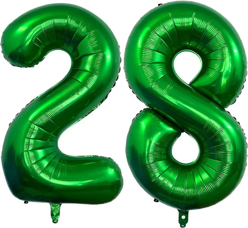 Vista 18 de Globos de color verde oscuro con el número 10 de 40 pulgadas, globos de helio de papel de aluminio de 10 pulgadas para decoración de eventos de 10º
