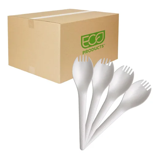 Vista 6 de Eco-Products - Cucharas de plástico compostables CPLA de 6 pulgadas, caja de 1000, cuchara negra desechable, cubiertos de plantas