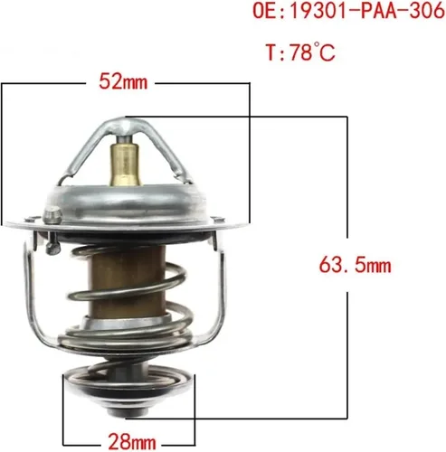 Vista 2 de Termostato refrigerante del motor 19301PAA306 compatible con Honda Accord Civic Prelude CRV Odyssey Integra 19301-PAA-306 9301-P08-315 9301-P08-305