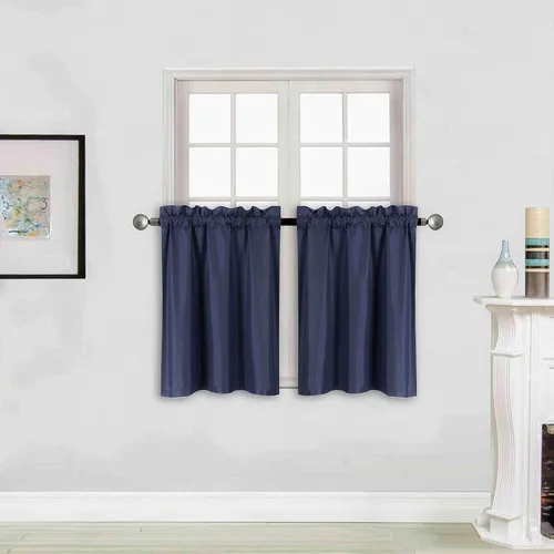 Vista 9 de Better Home Style - Cortina aislante para ventana, 2 paneles, 100% opaca, paneles cortos para cocina, baño o cualquier ventana pequeña