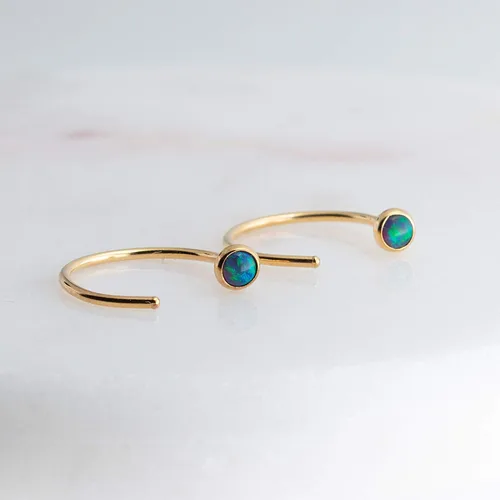 Vista 31 de Half Huggie Gold Hoop Earrings for Girls Women Tiny Cartilage Birthstone Stud Piercing Earring Hypoallergenic Earring Screw Back Dainty Hug Hoops