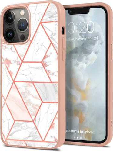 Vista 13 de CASEOWL Camellia - Funda de piel vegana en relieve compatible con iPhone 13, magnética, desmontable, delgada, funda protectora de TPU para iPhone