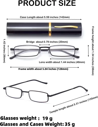 Vista 4 de Anteojos de lectura de bolsillo delgados para hombres y mujeres, lentes compactas súper transparentes, lentes con marco de metal con bisagra