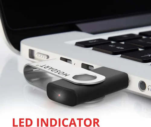 Vista 3 de mosDART - memoria externa USB 2.0 - capacidad pequeña - 10 unidades - 128mb indicador led, negro Con protección de puerto de clip giratorio