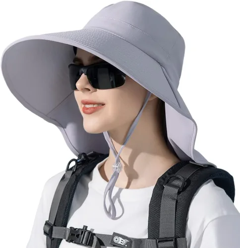 Vista 14 de HUAMULAN Sombrero de verano de ala ancha para mujer, agujero para cola de Bg8112-negro