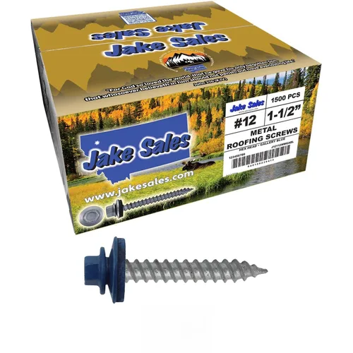 Vista 104 de 12 tornillos para techos de metal gris ABC de 1-1/2 pulgadas, cabezal de arandela hexagonal, arranque automático/roscado, arandela EPDM. 1 bolsa