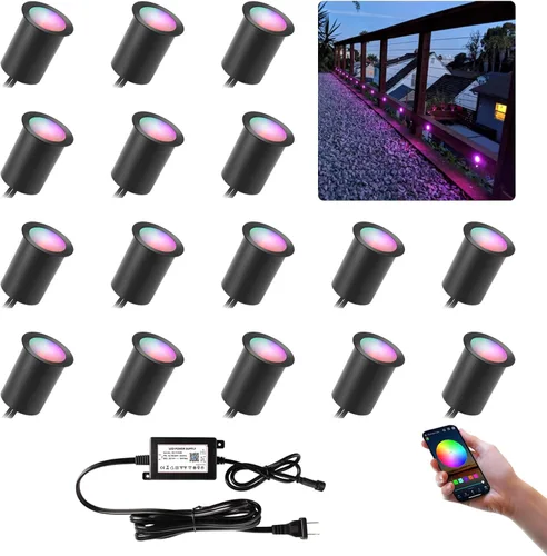 Vista 11 de Luces LED para terraza al aire libre con fotocélula blanca cálida Φ1.18 pulgadas, bajo voltaje, 12 V CC, IP67, impermeable, eléctrica, con cable