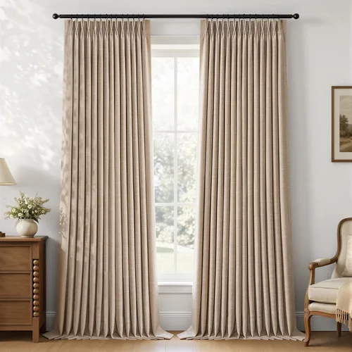 Vista 54 de Topfinel - Cortinas opacas plisadas de 96 pulgadas para dormitorio, 2 paneles Natural