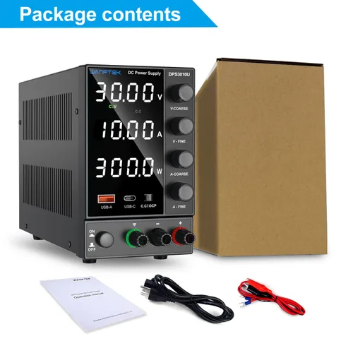 Vista 6 de Fuente de alimentación de CC variable, conmutación ajustable regulada (30 V 0-10A) con codificador grueso y fino perilla de ajustes, banco