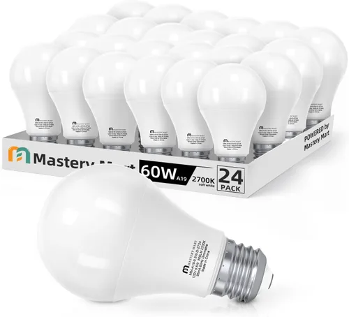 Vista 8 de MASTERY MART Bombillas LED A19 equivalentes a 60 vatios, 9 W no regulables, sin parpadeo, 800 lúmenes, blanco suave 2700 K, base E26, 10000 horas