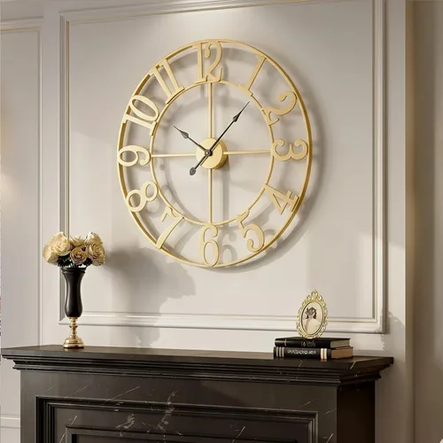 Vista 22 de Cuspin Reloj de pared de 24 pulgadas con engranajes, reloj de metal