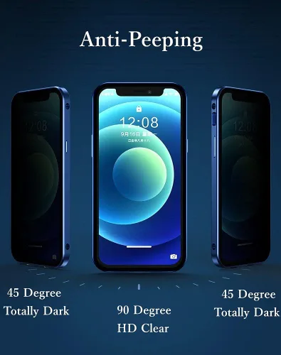 Vista 2 de Funda antiespía compatible con iPhone 12 Pro con protector de lente de cámara, pantalla de privacidad, cubierta de vidrio de aleación de aluminio