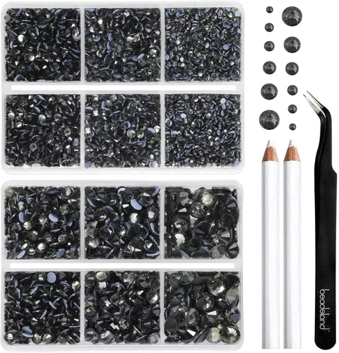 Vista 17 de BEADSLAND Diamantes de imitación termoadhesivos, 6080 piezas de diamantes de imitación azules para manualidades en ropa, 6 tamaños mixtos con lápiz