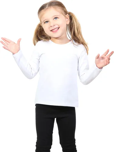 Vista 2 de Lilax Camiseta básica de algodón de manga larga con cuello redondo para niña