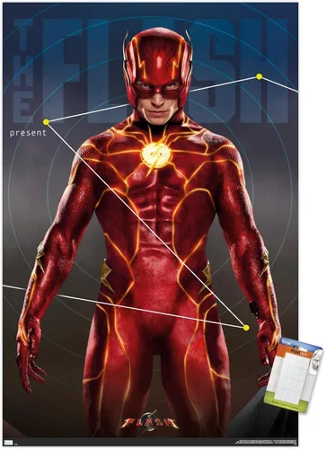 Vista 11 de Trends International DC Comics Movie The Flash - Póster de pared tríptico The Flash, 34 pulgadas de largo x 22.4 W, versión enmarcada en caoba
