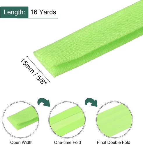 Vista 539 de MECCANIXITY Cinta al bies de doble pliegue de 1/2 pulgada de poliéster continuo a granel para costura, costura, dobladillo, encuadernación y Beige