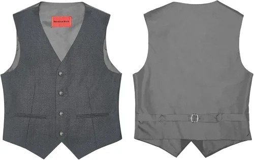 Vista 6 de Marvelous World Conjunto de traje formal ajustado para niños, cintura ajustable