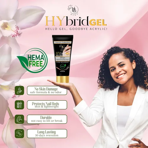 Vista 4 de HyGEL CLEAR - Esmalte de uñas de gel híbrido de 2.0 fl oz, capa transparente natural PF01