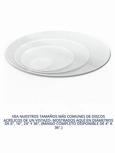 Vista 9 de Disco de acrílico transparente KastLite Círculo de plexiglás con grosor y diámetro personalizados Selección: 1/4" de grosor con diámetro