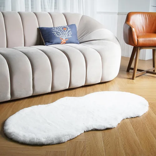 Vista 45 de Latepis Alfombra Pequeña Negra Esponjosa 2x3 pies Manta de Piel Sintética de Conejo Alfombra Suave Lavable Alfombras Peludas Shag para Dormitorio