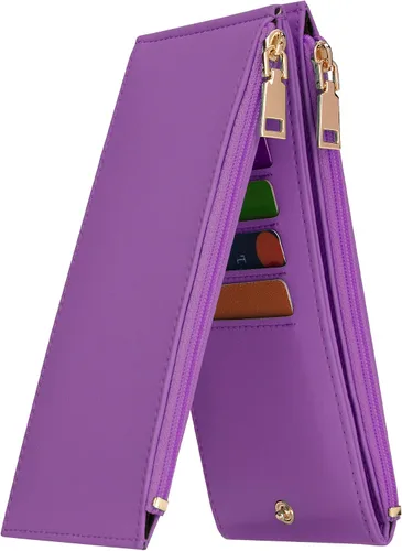 Vista 9 de Mayski Cartera RFID para mujer, forma de N, Negro, Tamaño compacto