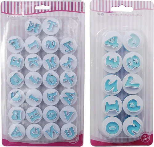 Vista 7 de Juego de 26 piezas de sellos estampadores para galletas, cortadores de galletas con letras del alfabeto y números, molde para pasteles y galletas