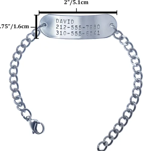 Vista 3 de Deep Stamped Personalizable, Plavix, pulsera de alerta médica, acero inoxidable, 8 pulgadas ajustable (incluye grabado gratis), Acero inoxidable