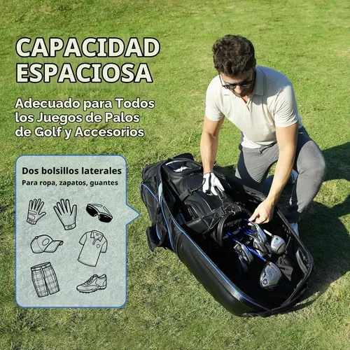 Vista 6 de Golf Travel Bags for Airlines with Wheels, Hard Case Top and 1680D Heavy Duty Oxford Protect Golf Clubs, Lightweight and Easy to Maneuver