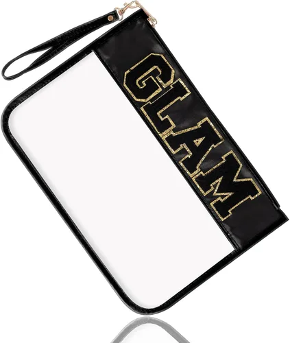 Vista 13 de Regalos de Apreciación para Profesores TEACH Bolso de Maquillaje de Chenilla con Letras, Bolso Transparente de PVC con Monograma y Cremallera