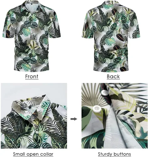 Vista 4 de AOTORR Conjunto hawaiano de 2 piezas para hombre, trajes de chándal florales, camisas casuales de manga corta y pantalones cortos, trajes