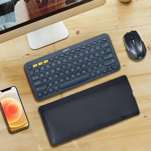 Vista 5 de Funda protectora para teclado Logitech K380 y Logitech Pebble 2 y Pebble Keys 2 K380s Bluetooth, funda de cuero PU Logitech K380 para viajes, Negro